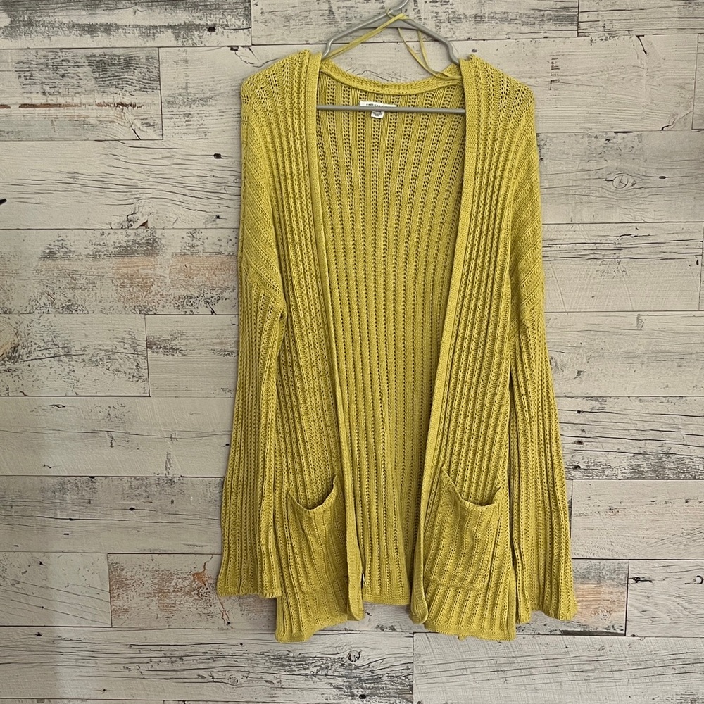 American Eagle Outfitters Mustard Open-Front Cardigan